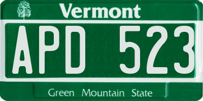 VT license plate APD523