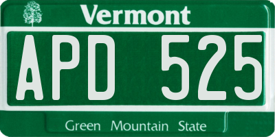 VT license plate APD525