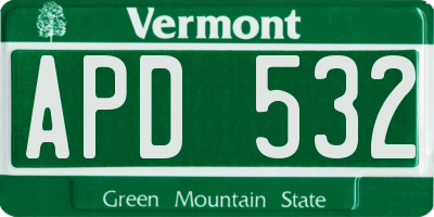 VT license plate APD532