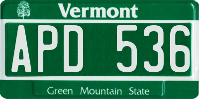 VT license plate APD536