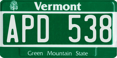 VT license plate APD538