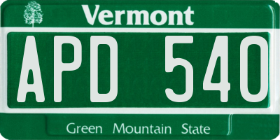 VT license plate APD540