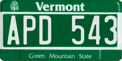 VT license plate APD543