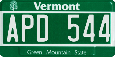 VT license plate APD544