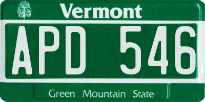 VT license plate APD546