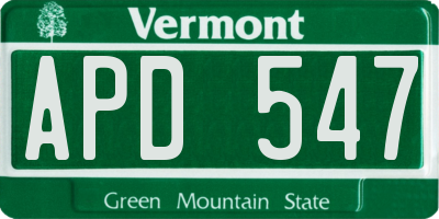 VT license plate APD547