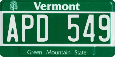 VT license plate APD549