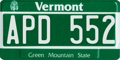 VT license plate APD552