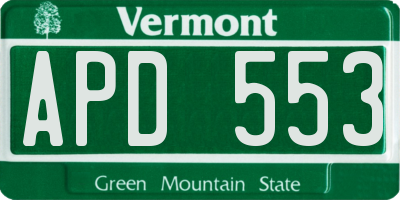 VT license plate APD553
