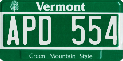VT license plate APD554