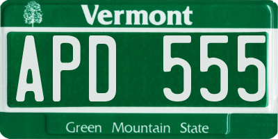 VT license plate APD555