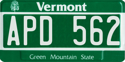 VT license plate APD562