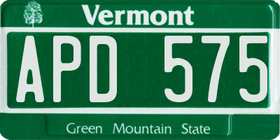 VT license plate APD575