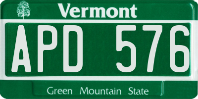 VT license plate APD576