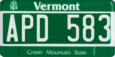 VT license plate APD583
