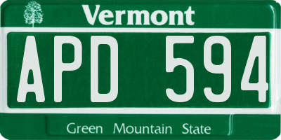 VT license plate APD594