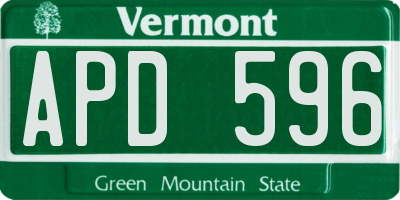VT license plate APD596