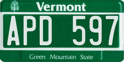 VT license plate APD597