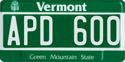 VT license plate APD600
