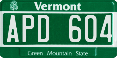 VT license plate APD604
