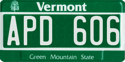 VT license plate APD606