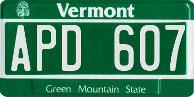 VT license plate APD607