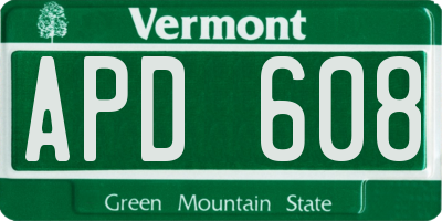 VT license plate APD608