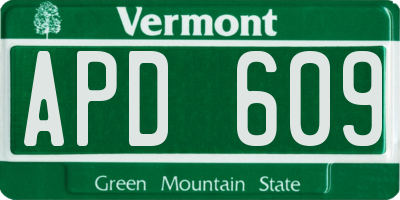 VT license plate APD609