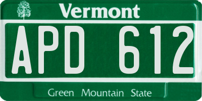VT license plate APD612