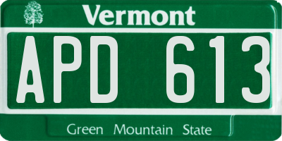 VT license plate APD613