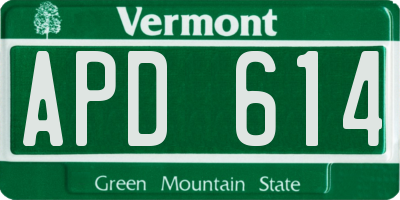 VT license plate APD614