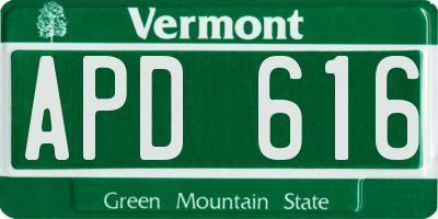 VT license plate APD616