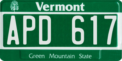 VT license plate APD617