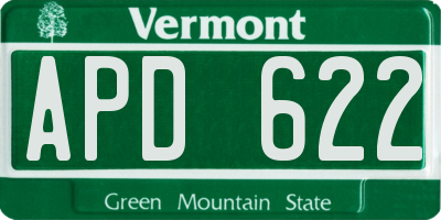 VT license plate APD622