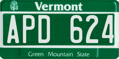 VT license plate APD624