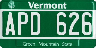 VT license plate APD626