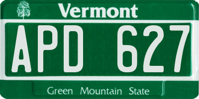 VT license plate APD627