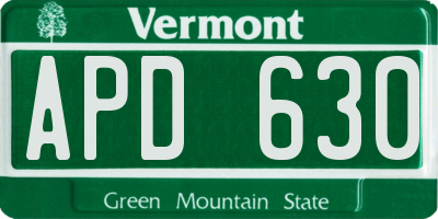 VT license plate APD630