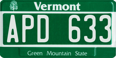 VT license plate APD633