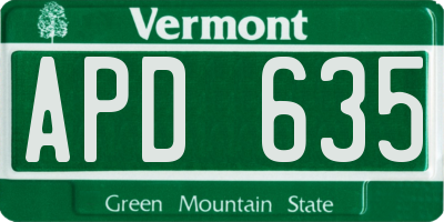 VT license plate APD635