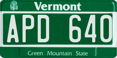 VT license plate APD640