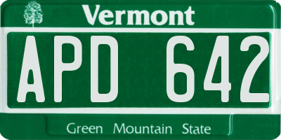 VT license plate APD642