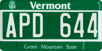 VT license plate APD644