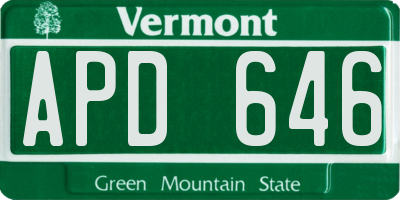 VT license plate APD646