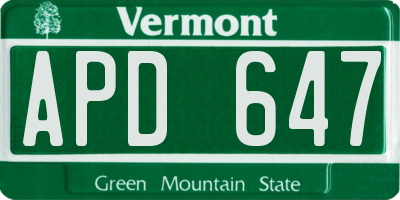 VT license plate APD647