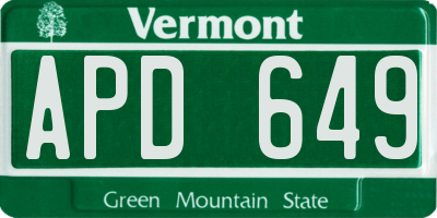 VT license plate APD649