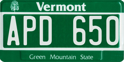 VT license plate APD650