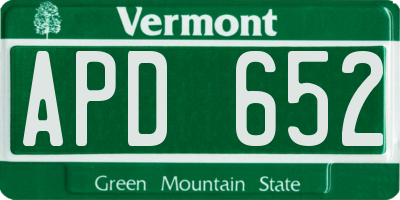 VT license plate APD652