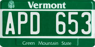 VT license plate APD653