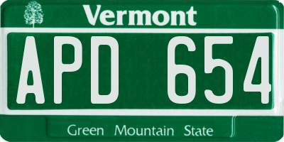 VT license plate APD654